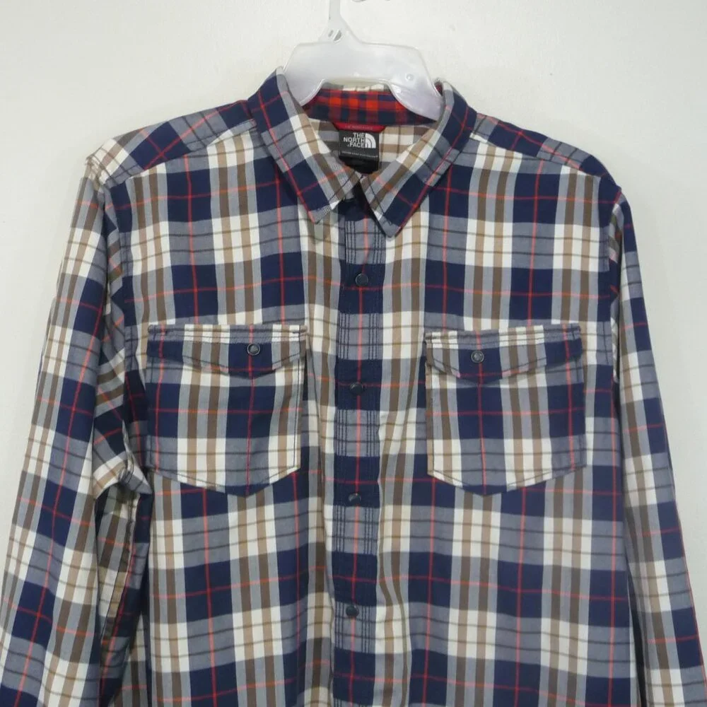 THE NORTH FACE SIZE XL SNAP FRONT SHIRT PLAID